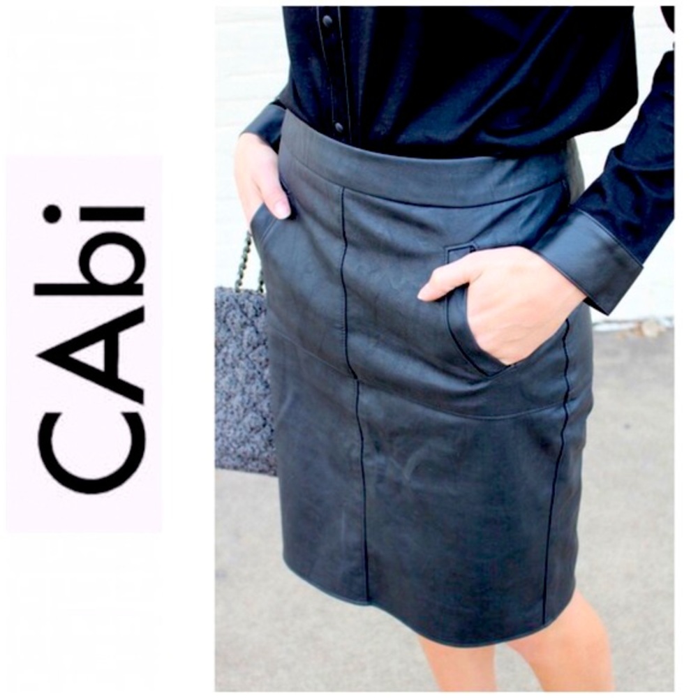CABI black pencil leather skirt style 509 size 10